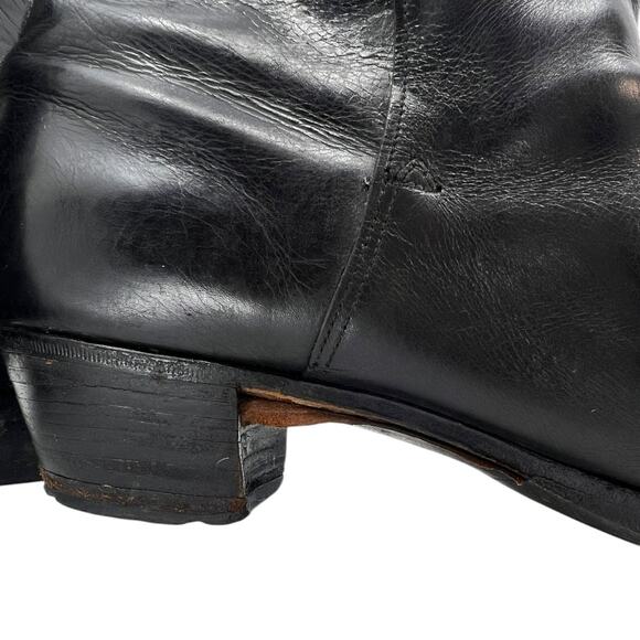 Vintage Handmade Black Leather Pull On Ankle Boots Spain with Shoe Tree - 7D main image 7